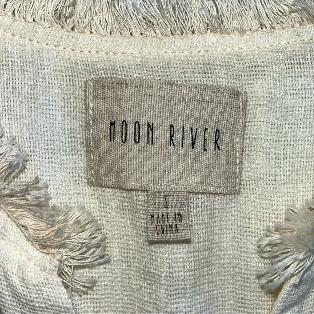 Moon River Blanket Stitch Shift Dress In Cream With Black Stitches Size Small - Picture 6 of 11